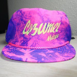 Vintage Cozumel Mexico Snapback Hat Cap Neon 90s Tie Dye